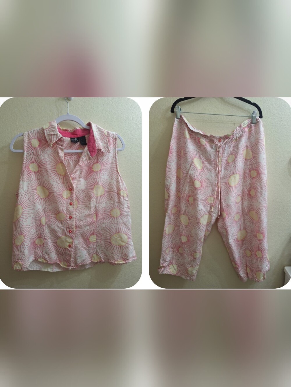 Summer Lagenlook 2 Piece Ramie Viscose Set XL Pants,L Top Boho Cottagecore